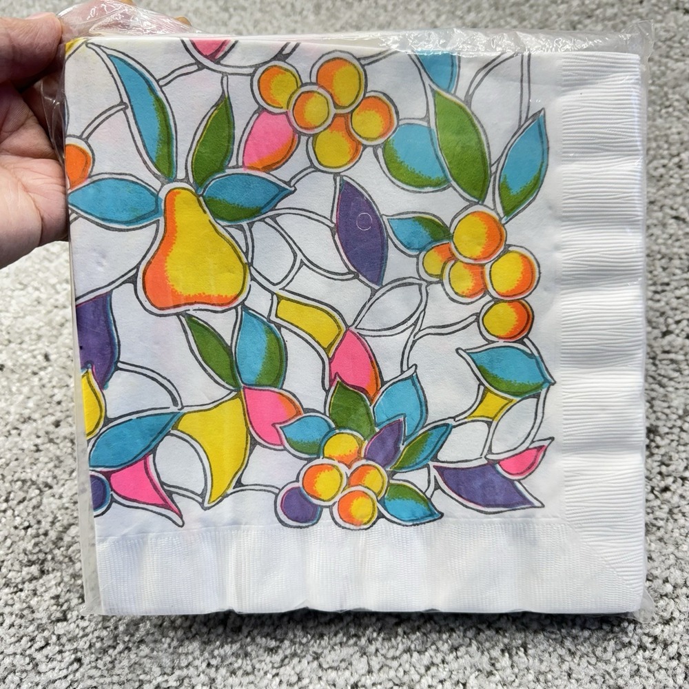 Vintage 1960 Pakay‎ Party By Gibson  Napkins Groovy Party Fruit Neon New